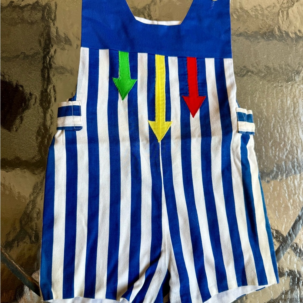 Vintage Handmade Striped Blue and White JonJon with Colorful Arrows